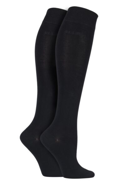 2 Pair Plain Bamboo Knee Highs Women's - Elle