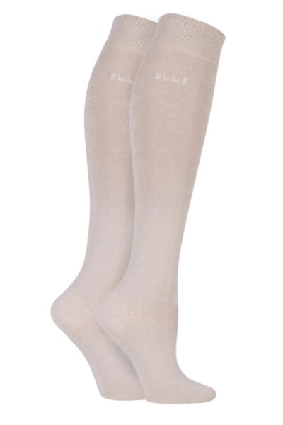 2 Pair Plain Bamboo Knee Highs Women's - Elle