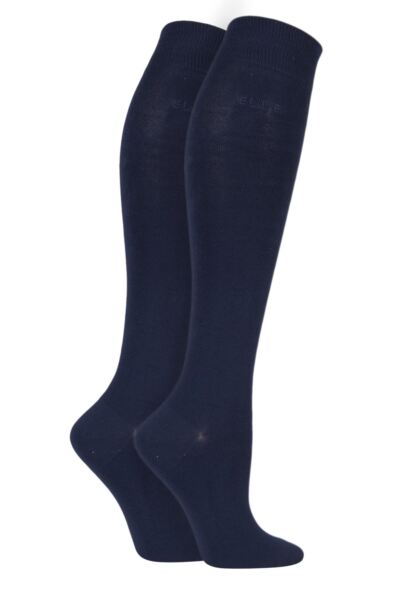 2 Pair Plain Bamboo Knee Highs Women's - Elle