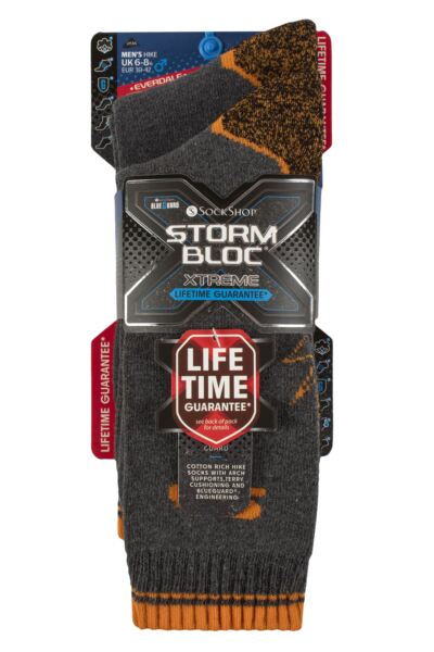 Mens 2 Pair Storm Bloc with BlueGuard Everdale Cotton Hiking Socks