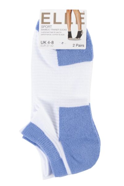 Women's 2 Pair Elle Bamboo Cushioned Heel & Toe No Show Sports Socks
