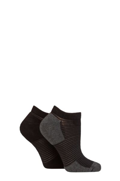 2 Pair Bamboo Sheer Stripe Cushioned Heel and Toe No-Show Socks Women's - Elle