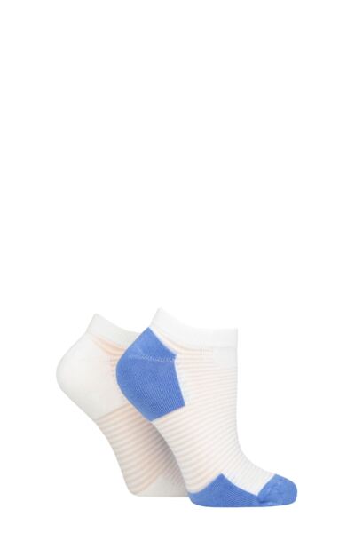 2 Pair Bamboo Sheer Stripe Cushioned Heel and Toe No-Show Socks Women's - Elle