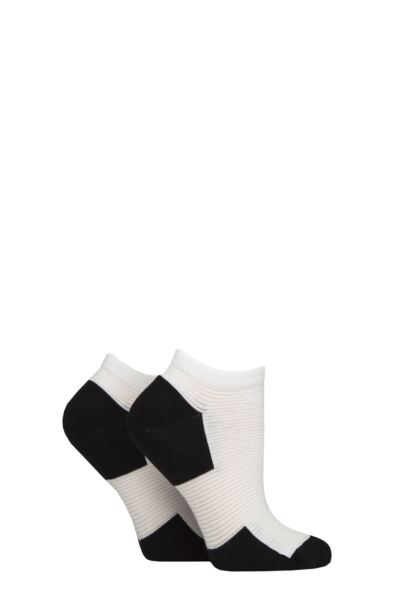 2 Pair Bamboo Sheer Stripe Cushioned Heel and Toe No-Show Socks Women's - Elle
