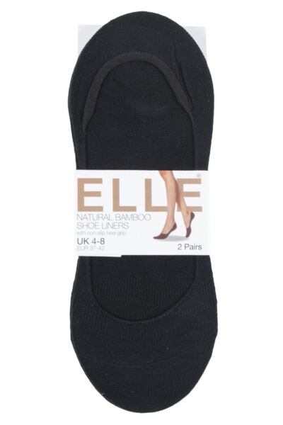 2 Pair Bamboo Seamless Shoe liners with Silicone Heel Grips Women's - Elle