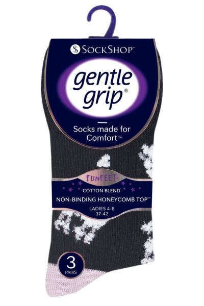 Women's 3 Pair Gentle Grip Fun Feet Socks