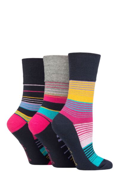 Women's 3 Pair Gentle Grip Colourburst Socks