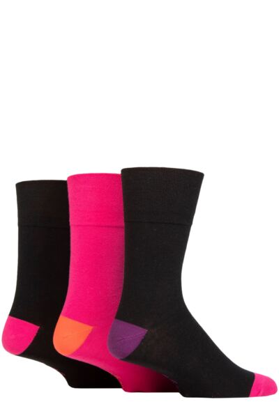 Mens 3 Pair Gentle Grip Colourburst Cotton Socks