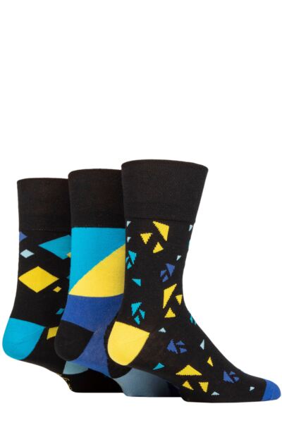 Mens 3 Pair Gentle Grip Colourburst Cotton Socks