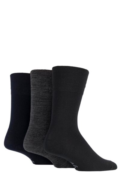 3 Pair Plain Bamboo Socks Men's - Gentle Grip