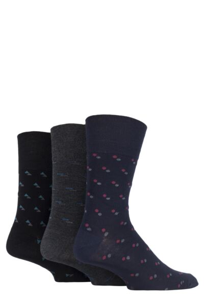 3 Pair Patterned Bamboo Socks Men's - Gentle Grip