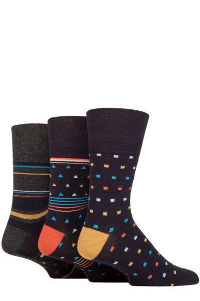 3 Pair Patterned Bamboo Socks Men's - Gentle Grip