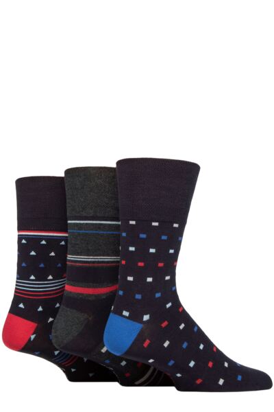 3 Pair Patterned Bamboo Socks Men's - Gentle Grip