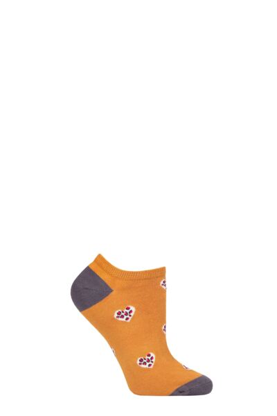 Women's 1 Pair Thought Lily Leopard Heart Bamboo and Organic Cotton Trainer Socks