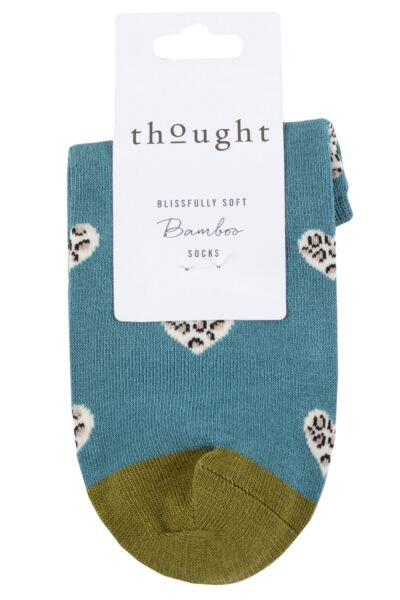 Women's 1 Pair Thought Lily Leopard Heart Bamboo and Organic Cotton Trainer Socks