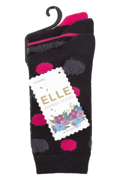 Women's 3 Pair Elle Spotty and Stripe Feather Bamboo Socks