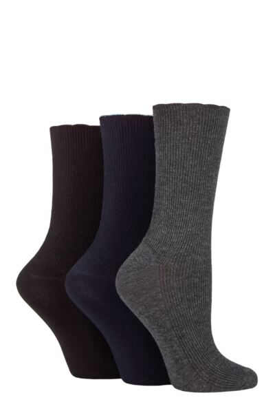 Women's 3 Pair Elle Ribbed Bamboo Socks with Scallop Top