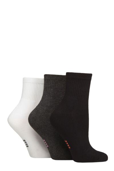 Women's 3 Pair Elle Half Cushion Bamboo Sport Anklet Socks