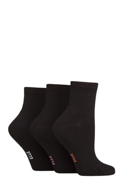 Women's 3 Pair Elle Half Cushion Bamboo Sport Anklet Socks