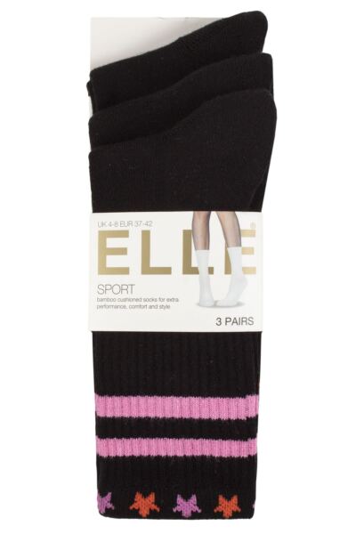 Women's 3 Pair Elle Half Cushion Bamboo Sports Socks