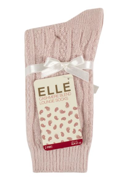 Women's 2 Pair Elle Cashmere and Merino Wool Blend Patterned Socks