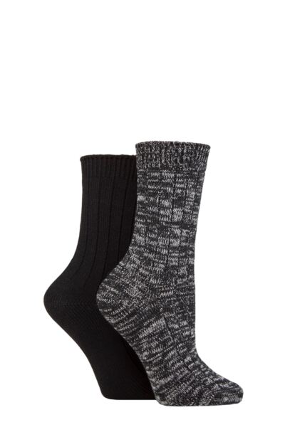 Women's 2 Pair Elle Chunky Rib Cotton Boot Socks