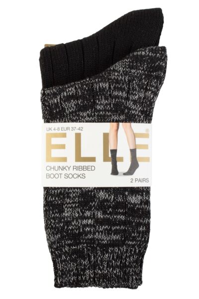 Women's 2 Pair Elle Chunky Rib Cotton Boot Socks