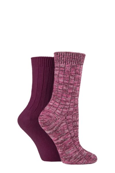 Women's 2 Pair Elle Chunky Rib Cotton Boot Socks