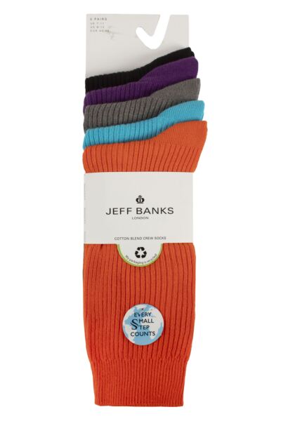 Mens 5 Pair Jeff Banks Cotton Blend Crew Socks