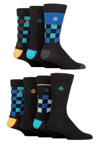 Mens 7 Pair Jeff Banks Recycled Cotton Patterned Socks