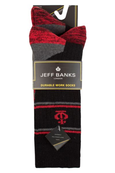 Mens 3 Pair Jeff Banks Recycled Cotton Cushioned Durable Work Socks