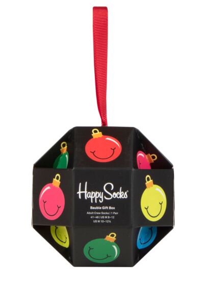 Mens and Women's 1 Pair Happy Socks Bauble Gift Boxed Socks