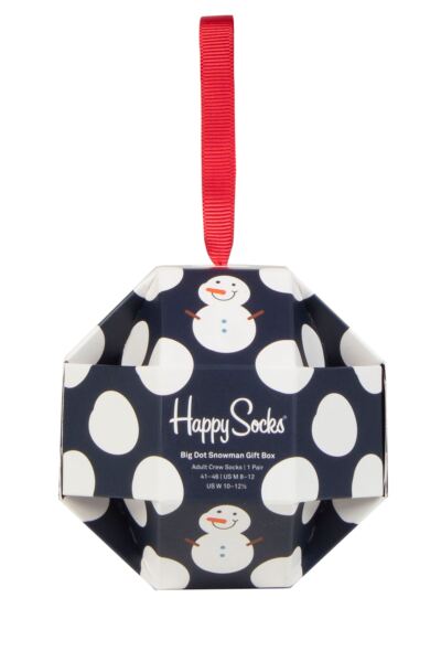 Mens and Women's 1 Pair Happy Socks Big Dot Snowman Gift Boxed Socks