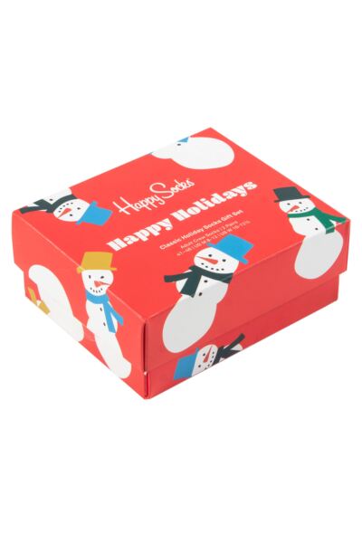 Mens and Women's 2 Pair Happy Socks Snowman Gift Boxed Socks