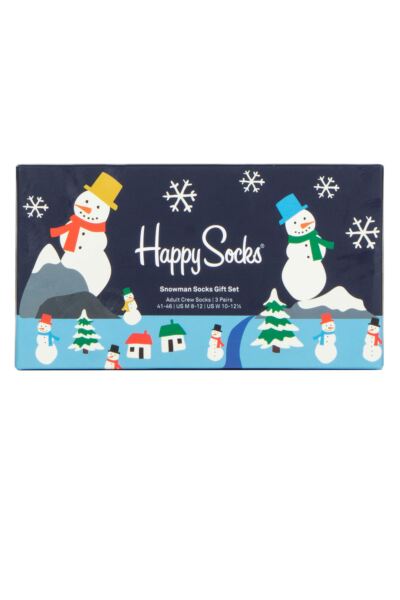 Mens and Women's 3 Pair Happy Socks Snowman Gift Boxed Socks