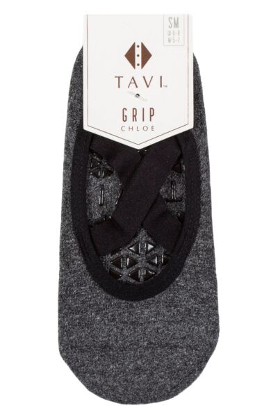 1 Pair Full Toe Organic Cotton Chloe Ballet Slippers Socks with Grip Women's - Tavi Noir