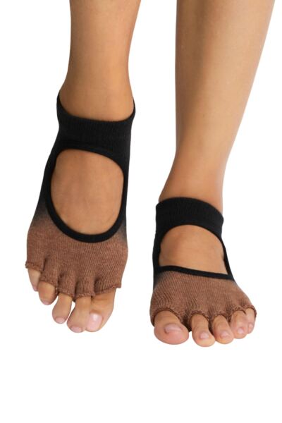 1 Pair Bella Half Toe Organic Cotton Open Front Yoga Socks Women's - ToeSox