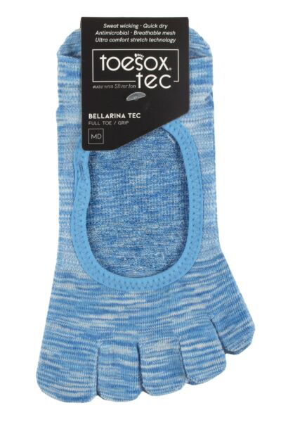 Women's 1 Pair ToeSox Organic Cotton Bellarina Tec Full Toe Grip Socks