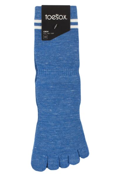 Women's 1 Pair ToeSox Organic Cotton Full Toe Grip Crew Socks