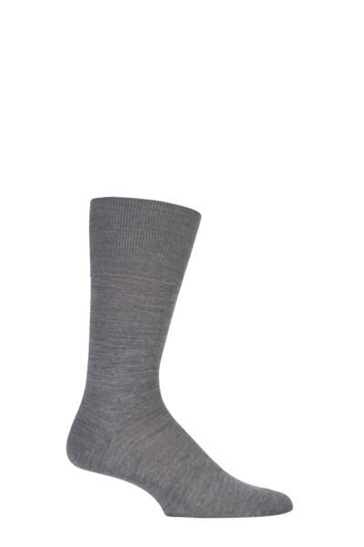 1 Pair Airport Plain Virgin Wool and Cotton Business Socks Men's - Falke