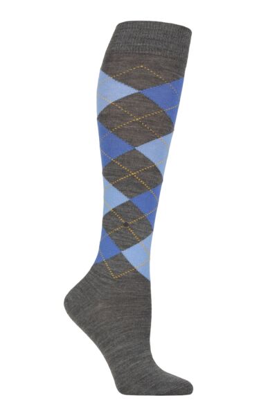 1 Pair Marylebone Argyle Wool Knee High Socks Women's - Burlington