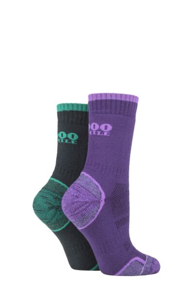 Mens and Women's 2 Pair 1000 Mile Single Layer Walking Socks