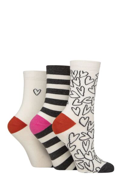 Women's 3 Pair Caroline Gardner Patterned Cotton Socks
