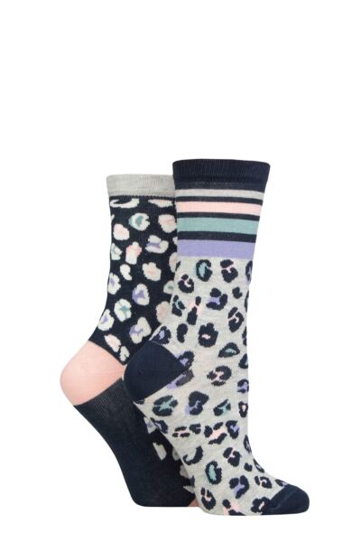 Women's 2 Pair Charnos Animal and Stripe Bamboo Socks
