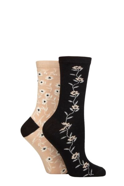 Women's 2 Pair Charnos Floral Bamboo Socks