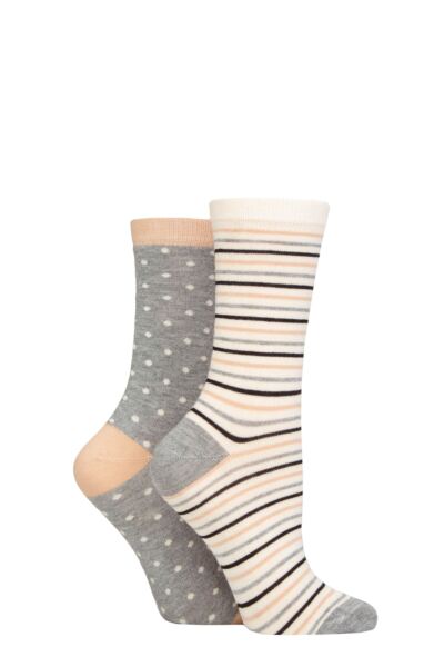 Women's 2 Pair Charnos Spot and Stripe Bamboo Socks