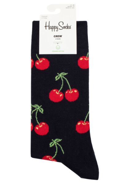 Mens and Women's 2 Pair Happy Socks Classic Cherry Socks