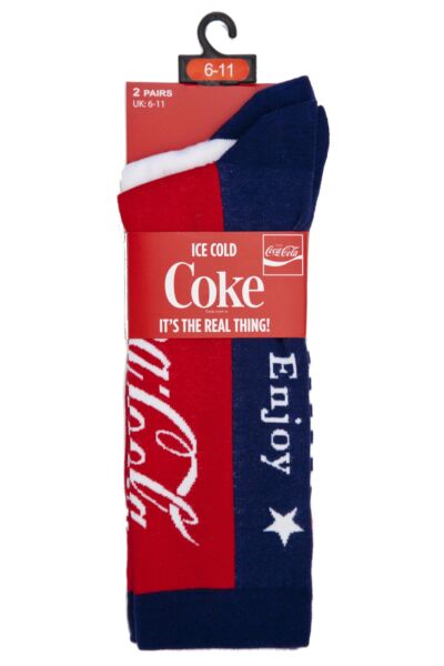 Mens 2 Pair Coca Cola Stars and Stripes True Socks