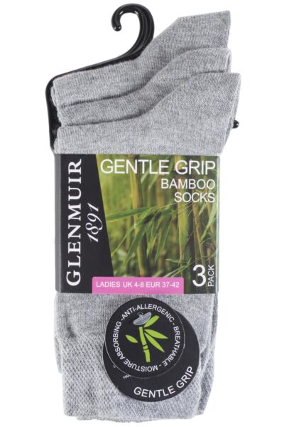 3 Pair Comfort Cuff Plain Bamboo Socks Ladies - Glenmuir