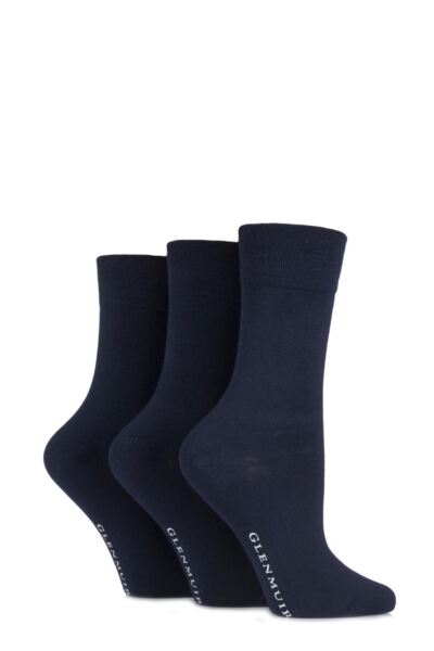 3 Pair Comfort Cuff Plain Bamboo Socks Ladies - Glenmuir